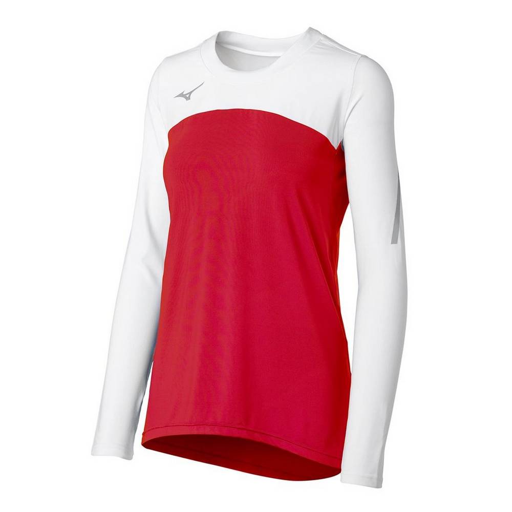 Damske Dresy Mizuno Techno VII Long Sleeve Volejbalove Červené/Biele Vypredaj GMCJ63789